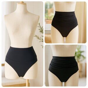 NWT Aerie Fold Over Adjustable High Waist Full Coverage Black Bikini Bottom Sz S